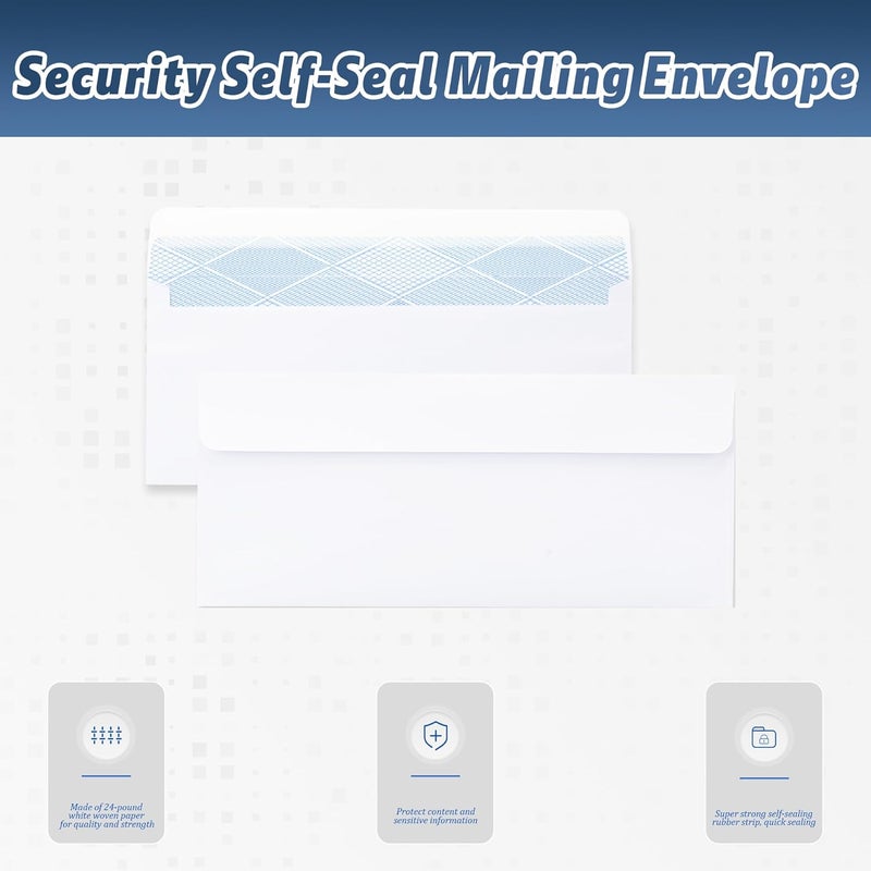 Yeplan 100PCS #10 Envelopes Letter Size Self Seal Business Envelopes No Window Security Mailing Envelopes Size 4-1/8 x 9-1/2 Inch - White 24LB Paper - Image 5